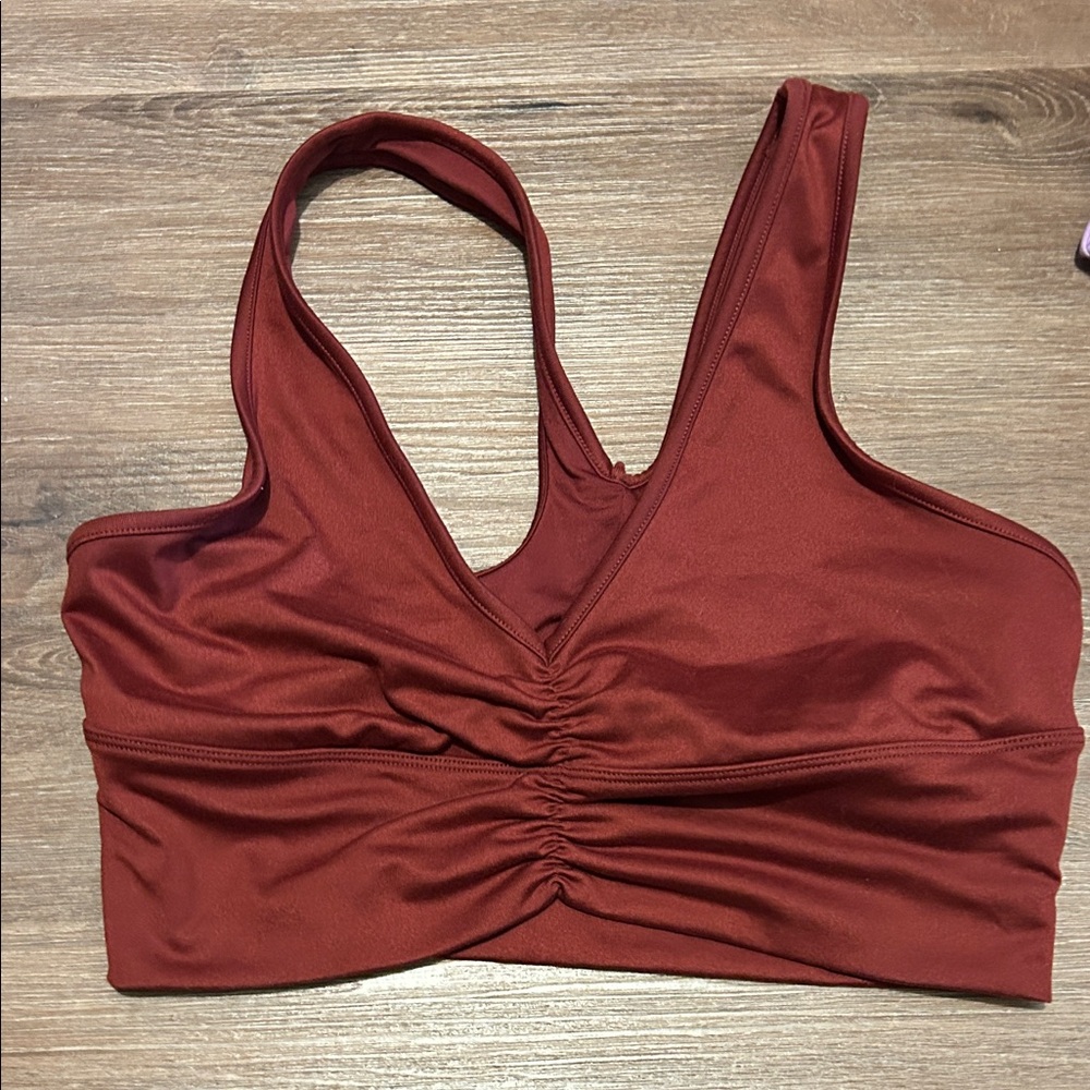 Alo Rust Red Ruched Sports Bra